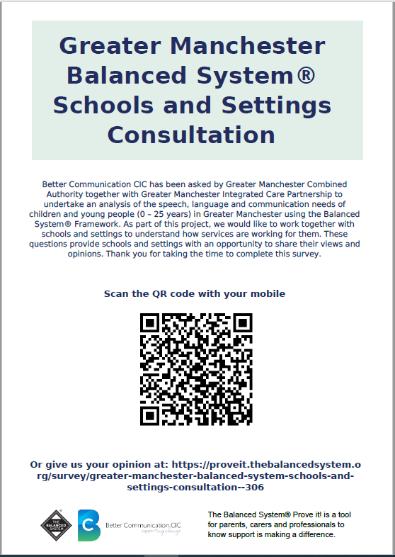 Poster for consultation of SLT services for settings and schools