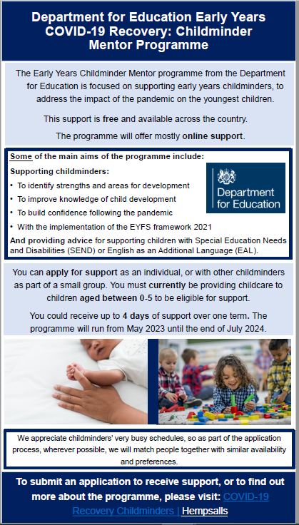 Childminder Mentor Programme Flyer